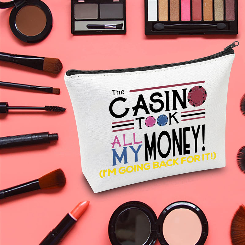 [Australia] - LEVLO Funny Gambler Cosmetic Bag Casino Lucky Dice Gift The Casino Took All My Money I'm Going Back For It Make up Zipper Pouch Bag Gambling Merchandise, Casino Took All My Money, 