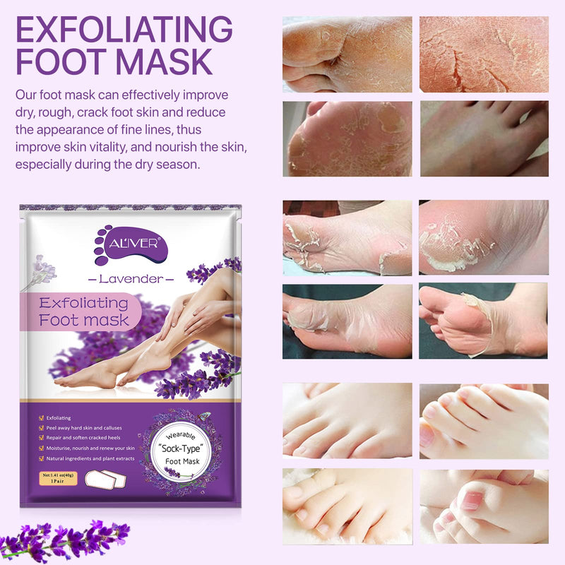 [Australia] - Foot Peel Mask 3 Pack -Exfoliating Foot Mask for Calluses, Dry Cracked Heels and Dead Skin - Moisturize and Repair Rough Foot with Natural Ingredients - Easy to Use at Home - Fits for Women & Men Lavender 