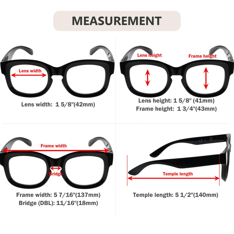 [Australia] - Eyekepper Large Frame Glasses for Women Reading - Oversize Reading Eyeglasses Readers - Black +2.00 2.0 Diopters 