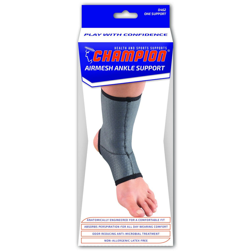 [Australia] - Champion Ankle Brace, Open Heel, Lightweight Support, Airmesh Fabric, Grey, Medium 