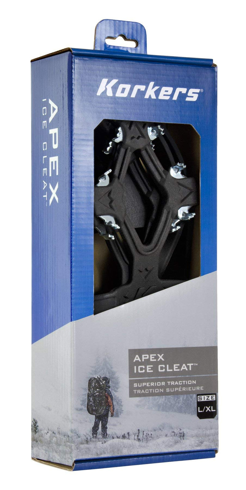 [Australia] - Korkers Apex Ice Cleat - Aggressive and Durable Ice Traction - 20 Multi-Directional Saw-Tooth Spikes Black Small-Medium Women/Small-Medium Men 
