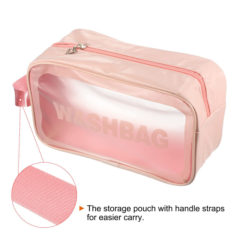 [Australia] - PATIKIL 5.9"x9.8"x3.7" Clear Toiletry Bag, 2 Pack PVC Makeup Bags Cosmetic Pouch with Zipper Handle for Travel Home Storage, Pink 