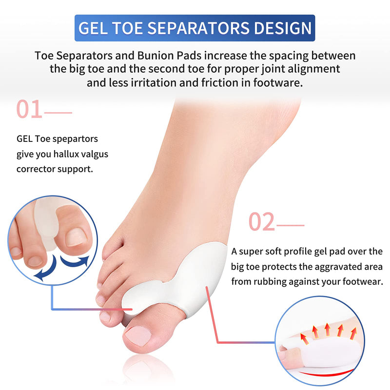 [Australia] - Bunion Guards, Bunion Protector Gel Shield For Pain Relief from Crooked Toes, Relieve Pain from Friction and Pressure Hallux, Bunions, Toe Spreader Cushion Bunion Pads (White) White 