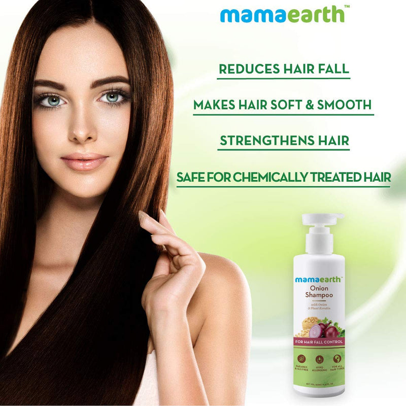 [Australia] - Mamaearth Onion Hair Fall Shampoo for Hair Growth & Hair Fall Control, with Onion Oil & Plant Keratin 250ml 