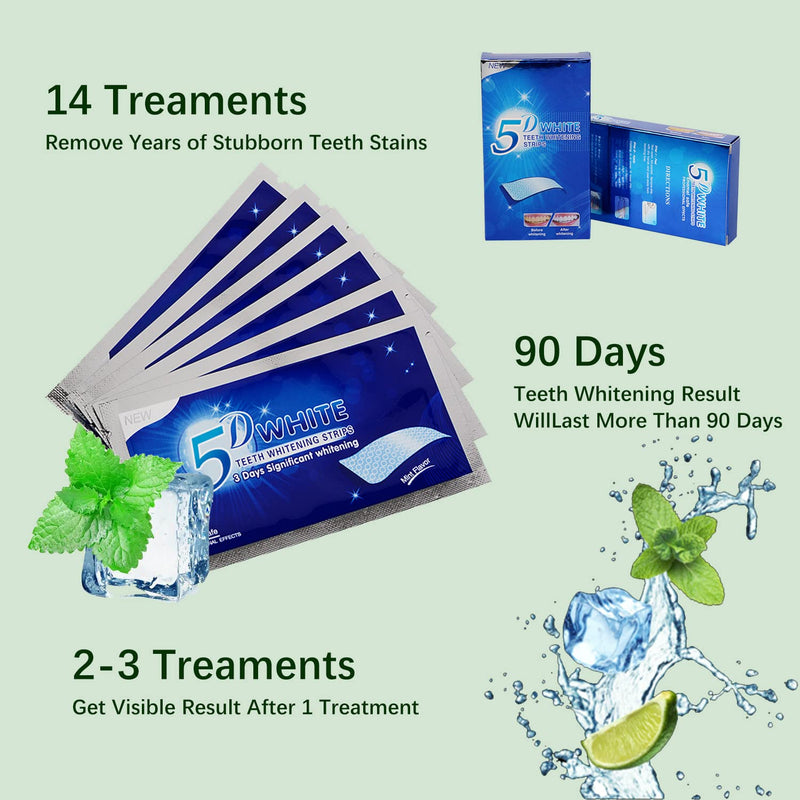 [Australia] - Teeth Whitening Strips, 28 Whitener Strips Effective Teeth Reduced Sensitivity White Strips, Clean Teeth Safely, Stains Remover for Coffee, Wine, Tobacco (14 Treatments) 