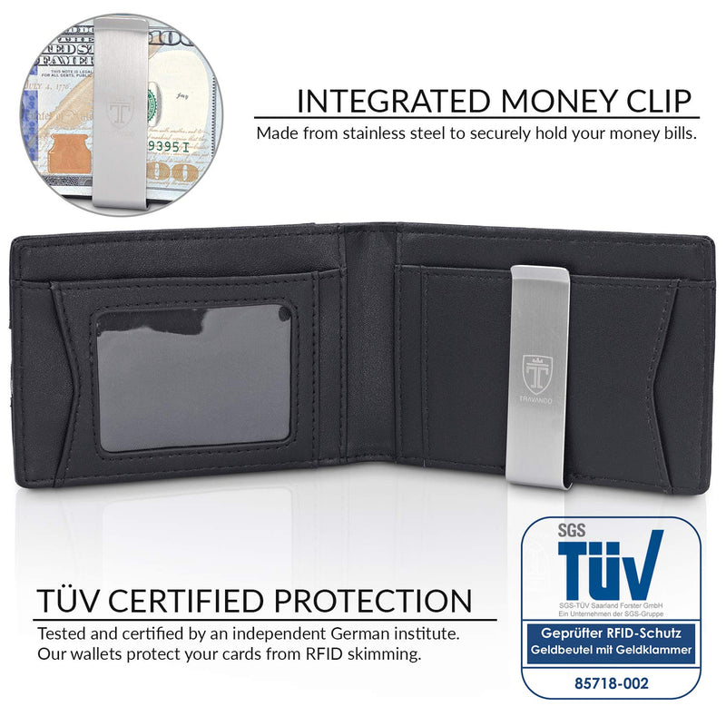 [Australia] - TRAVANDO Mens Wallet Money Clip PHOENIX Front Pocket Slim RFID Bifold Gifts Black 