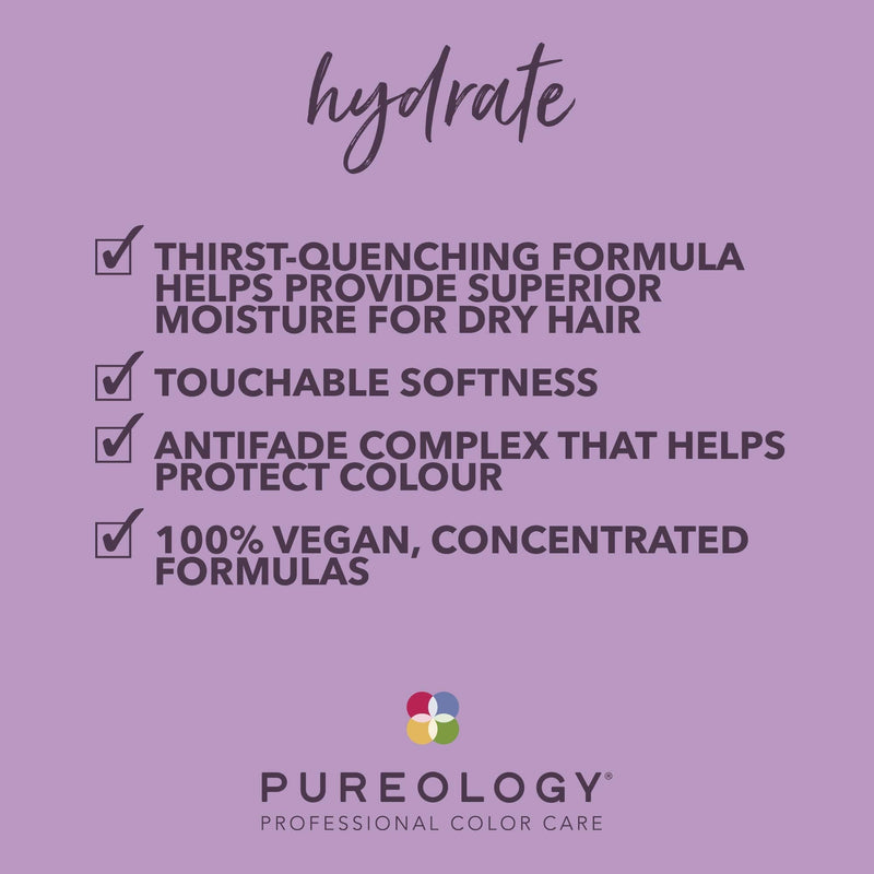 [Australia] - Pureology | Hydrate | Moisturising Conditioner | For Medium to Thick Dry, Colour Treated Hair | Vegan 266 ml (Pack of 1) 