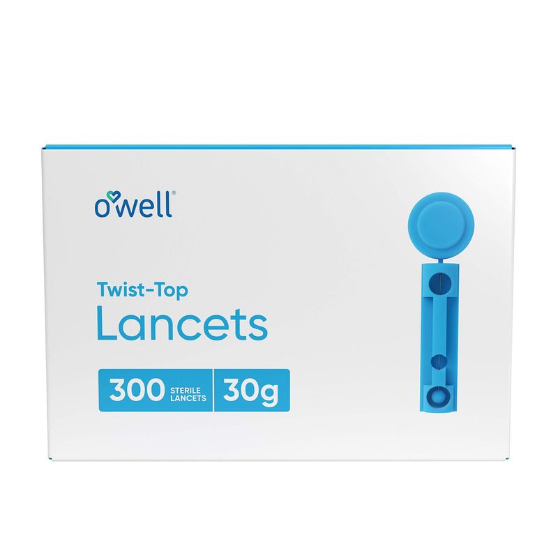 [Australia] - O’Well Twist Top Lancets 30 Gauge, 300 Count | Thin Needle Lancets for Blood Glucose & Keto Testing | Box of 300 Sterile Lancets 300 Count (Pack of 1) 