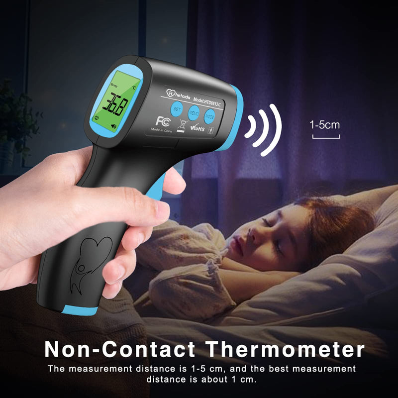 [Australia] - Thermometer for Adults, No Touch Forehead Thermometer for Adults and Children, Digital Infrared Body Thermometers for Kids, Baby Thermometer with High Temperature Alarm Instant Accurate Reading Black 