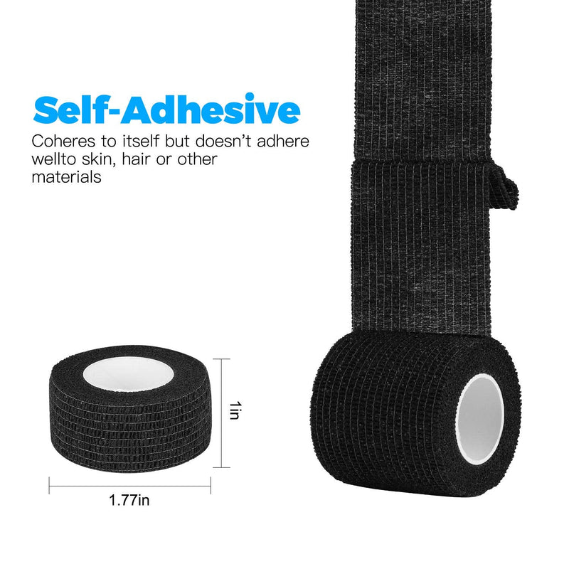 [Australia] - Bandage Wrap 16 Pack 1”x 5 Yards Self Adherent Wrap Breathable Self Adhesive Bandage Wrap Rolls Cohesive Bandage Athletic Elastic First Aid Tape for Stretch Athletic, Ankle Sprains, Swelling, Sports Black 1 Inch (Pack of 16) 