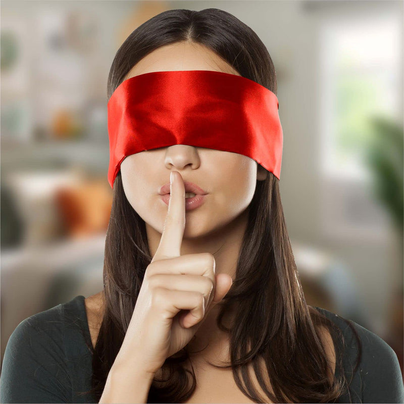 [Australia] - 2 pcs Silk Satin Blindfold Eye mask for Sleeping Games 155cm / 62” Silk Eye Covers Satin Sleep mask (Black+Red) Black+red 