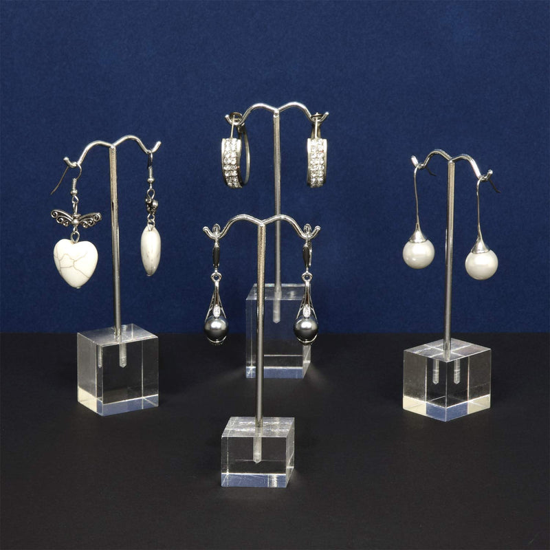 [Australia] - MOOCA 4 Pcs Set Acrylic Earring Display Stand Acrylic Earrings Holder, Countertop Earrings Display, T Stand Showcase Jewelry Display, Acrylic Jewelry Earrings Stand 