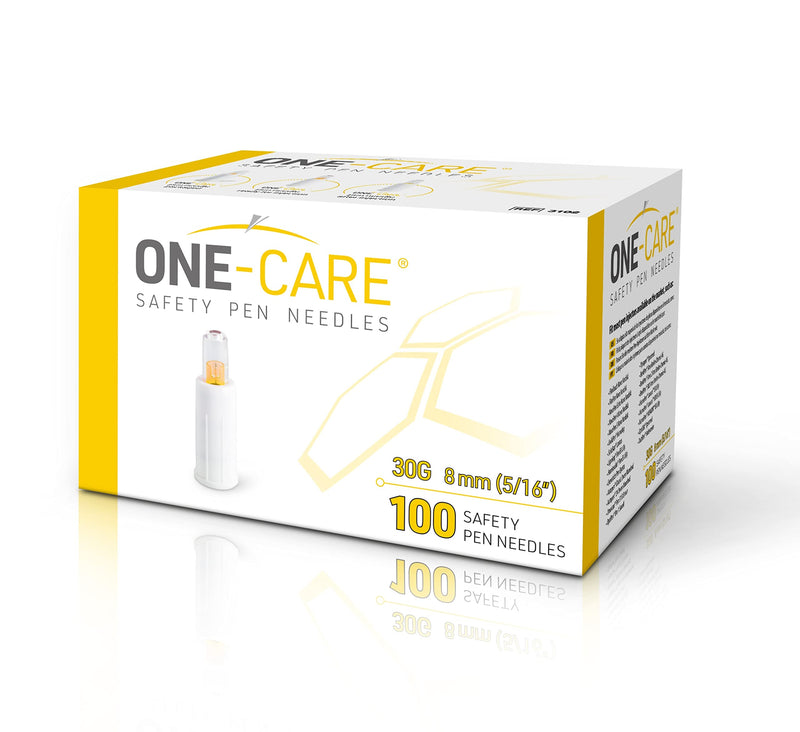 [Australia] - MediVena ONE-CARE Safety Pen Needles, 30G, 8mm, Box of 100, Safe Injection, Compatible with Most Pen injectors 