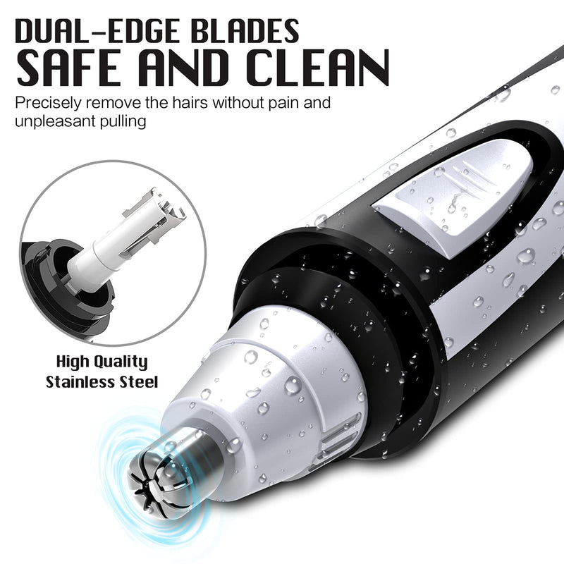 [Australia] - Ear and Nose Hair Trimmer Clipper - 2021 Professional Painless Eyebrow & Facial Hair Trimmer for Men Women, Battery-Operated Trimmer with IPX7 Waterproof, Dual Edge Blades for Easy Cleansing Black 