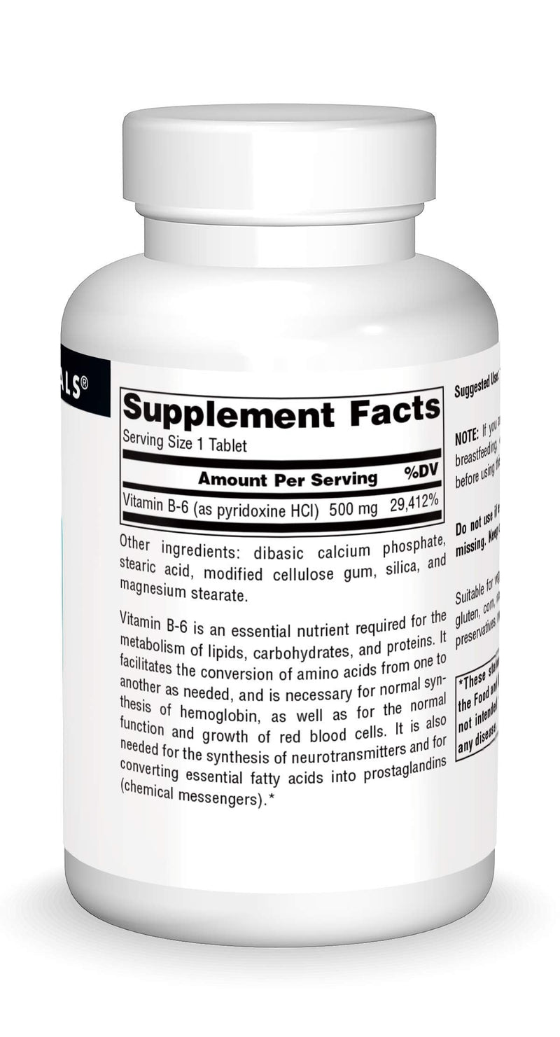 [Australia] - Source Naturals Vitamin B-6, 500 mg Immune System Support - 100 Tablets 