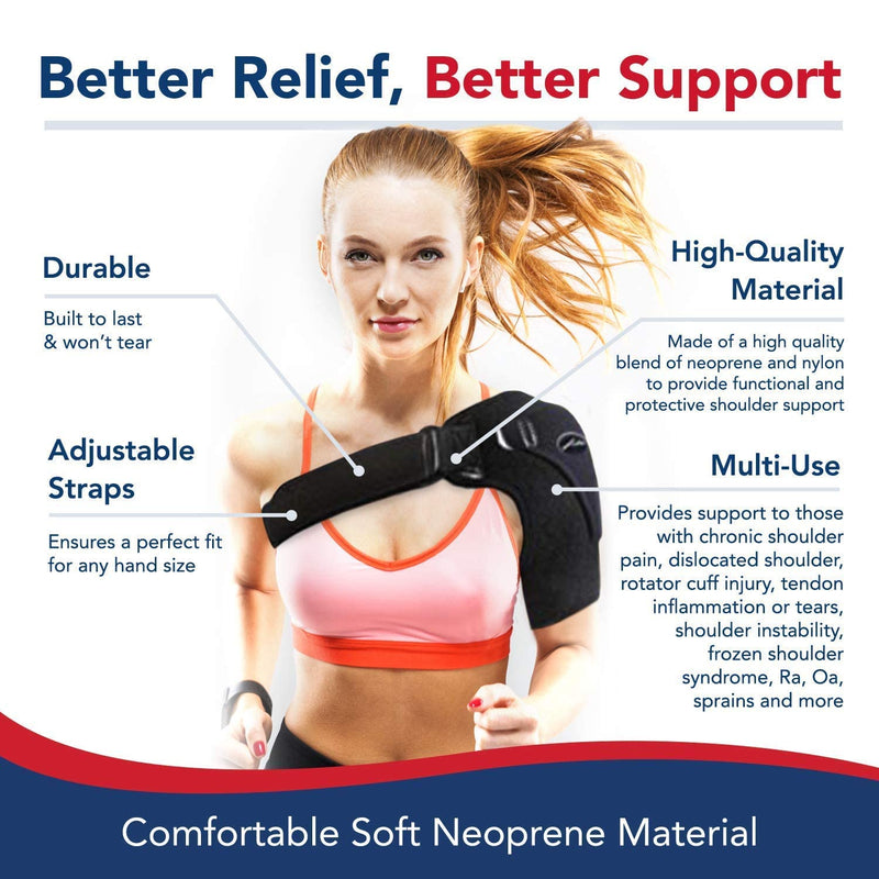 [Australia] - Bundle: Heat Therapy Arthritis Gloves (Lavender Scented, Universally Sized, 1 Pair, Blue) + Shoulder Support (Black) 