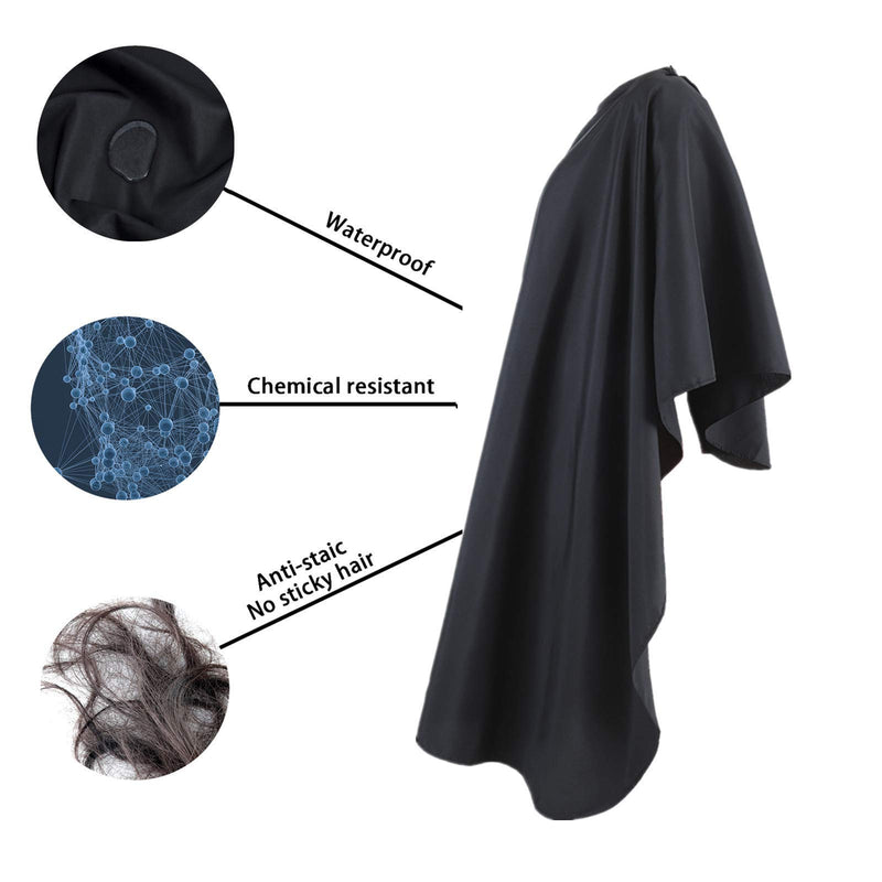 [Australia] - YELEGAI Professional Barber Cape,Lightweight Breathable Polyester Hair Cutting Cape,Haircut Cape with Adjustable Neckline, Salon cape for Cutting,hairdressing,Makeup and More,56x63 inches(Black) Black 