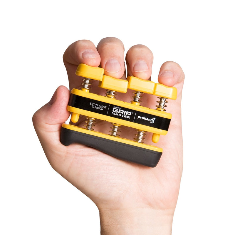 [Australia] - PROHANDS Gripmaster Hand Exerciser, Finger Exerciser (Hand Grip Strengthener), Spring-Loaded, Finger-Piston System, Isolate & Exercise Each Finger 3 lb (X-Light Tension) Yellow - Gripmaster 