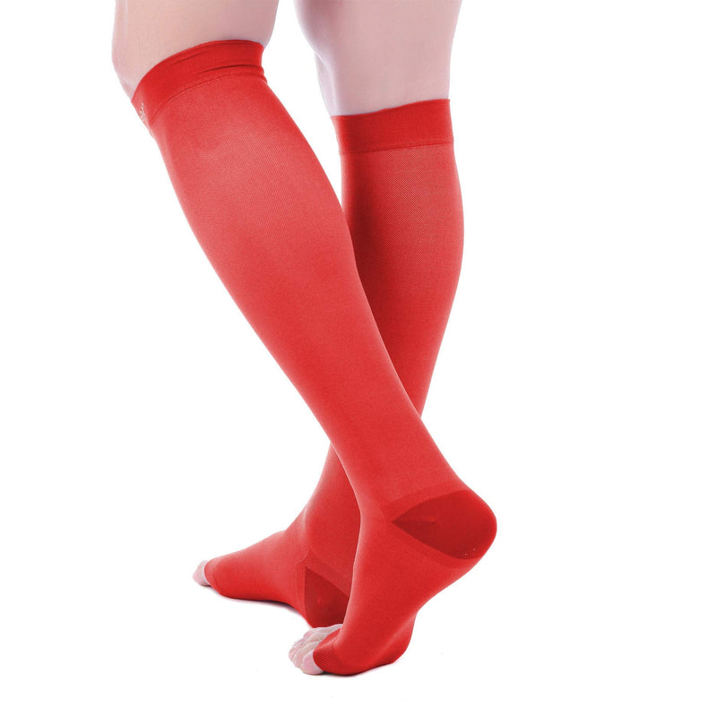 [Australia] - Doc Miller Open Toe Compression Socks 1 Pair 15-20 mmHg Firm Support Red Medium 