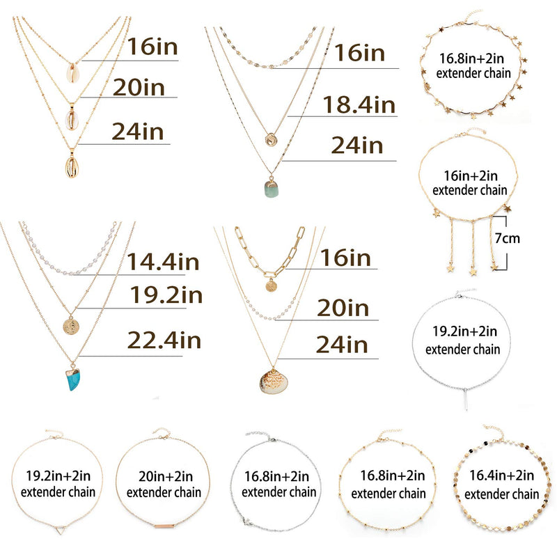 [Australia] - 10/12 PCS Multiple DIY Layered Choker Necklace Pack for Teens - Gold Y Pendant Necklace for Women - Gold Silver Chokers for Teen Girls #2 12pcs 
