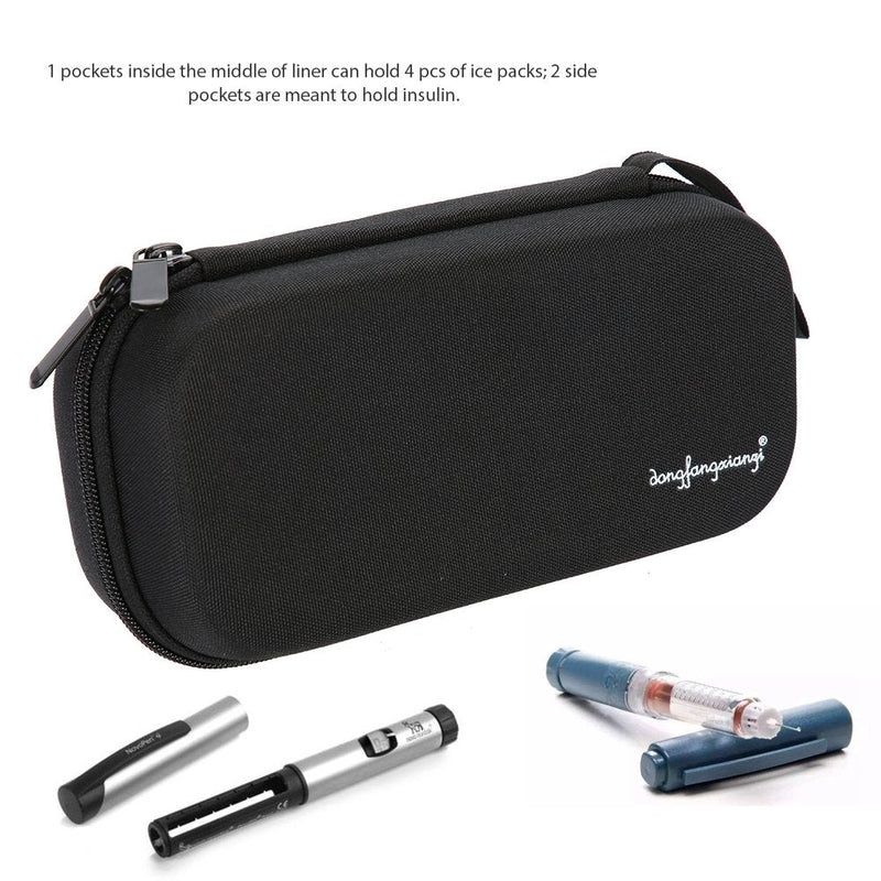 [Australia] - Insulin Pen Case Cooling Protector Bag Waterproof Portable Pouch Cooler Travel Diabetic Pocket, Built-in Temperature Display, FDA Certification(Black) Black 