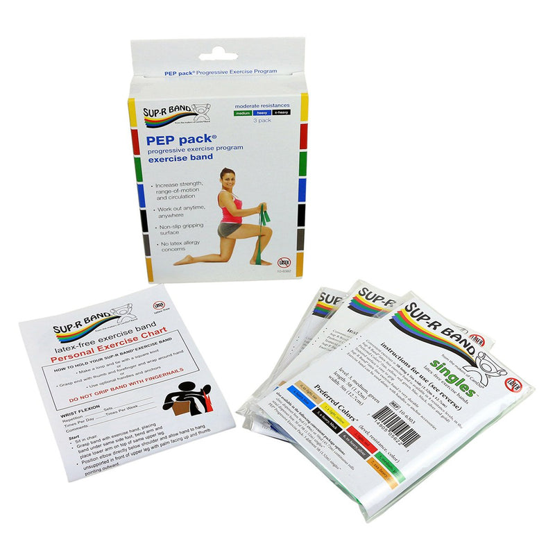 [Australia] - Sup-R Band Sup-R band, Latex-Free PEP Pack Green, Blue, Black 5 Inch (Pack of 3) 