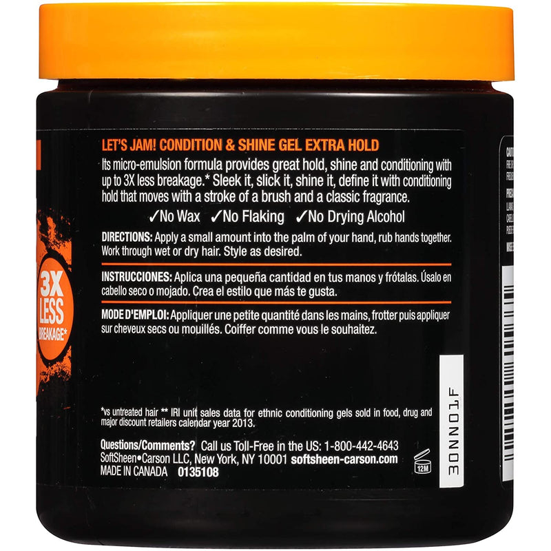 [Australia] - SoftSheen-Carson Let's Jam! Shining and Conditioning Hair Gel by Dark and Lovely, Extra Hold, All Hair Types, Styling Gel Great for Braiding, Twisting & Smooth Edges, Extra Hold, 14 oz 14 Ounce 