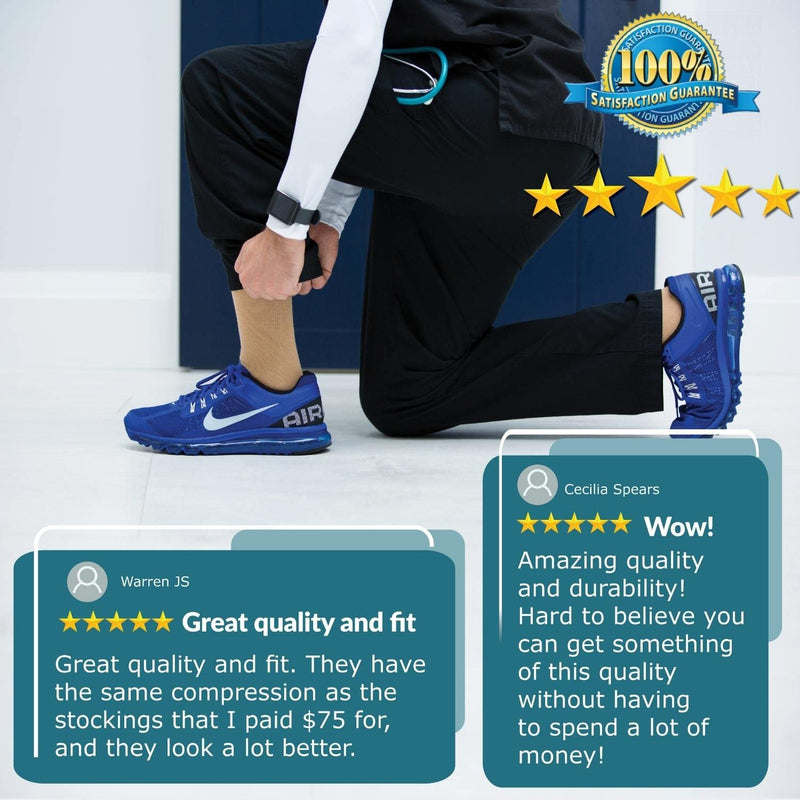 [Australia] - CompressionZ Compression Socks For Men & Women 30-40 mmHG Tight Stockings Black Large 