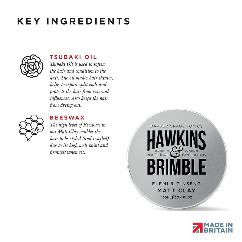 [Australia] - Hawkins & Brimble Mens Water Pomade, Matt Clay & Shave Cream Set/Bundle - H2O Based Hair Styling/Grooming | Firm Hold Allows for Restyling with Matt or Pomade | Both Wash Out Easily 