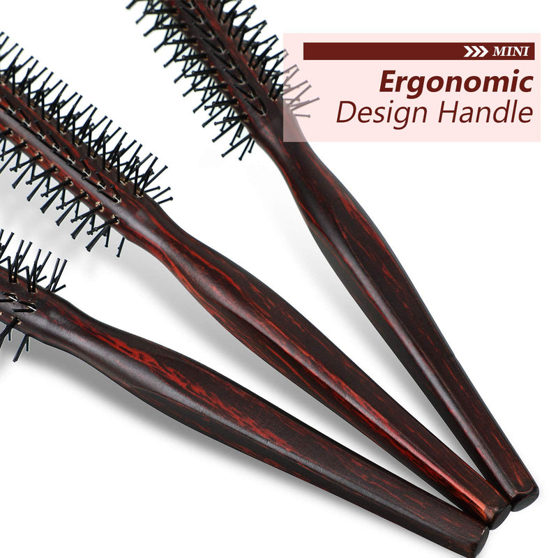 [Australia] - 3 Pieces Small Round Brush for Short Hair, 1 Inch Styling Hair Brush for Pixie Hair, Quiff Roller Nylon Bristle for Bangs, Thin Hair, Fine hair, Curling 