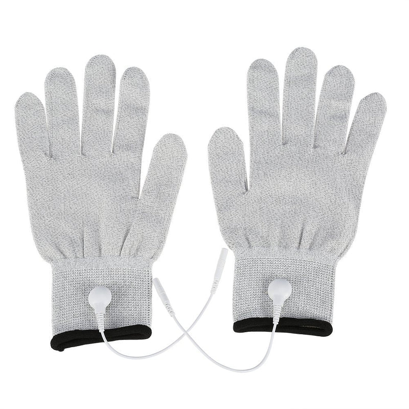 [Australia] - Conductive Glove, 1 Pair Conductive Electrode Massage Gloves Electrode Hand Gloves with Electrode Pads Lead Wires Medium (2 Count) 