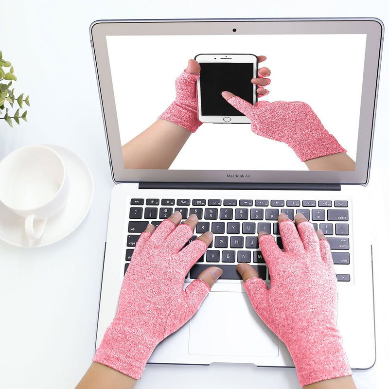 [Australia] - DISUPPO Arthritis Compression Gloves Relieve Pain from Rheumatoid, RSI,Carpal Tunnel, Hand Gloves Fingerless for Computer Typing and Dailywork, Support for Hands and Joints (M, Pink) Medium (1 pair) 