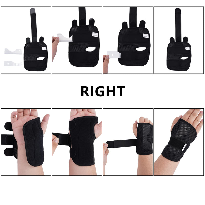 [Australia] - TOVIKI Wrist Support Brace Right Hand with 2 Metal Splints for Joint Pain Arthritis Carpal Tunnel Pain Tendonitis for Men and Women Black (Right) 