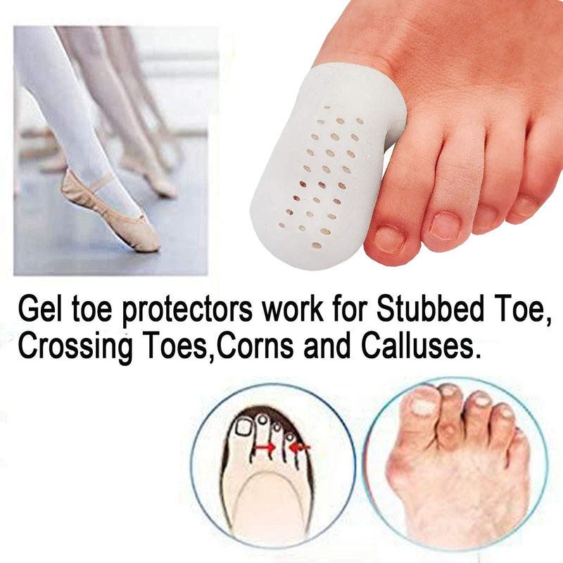 [Australia] - Footsihome 12 Pack Big Gel Toe Caps Prevents Callus, Toe Protectors Sleeves Tubes with Breathing Hole for Blisters Corns Hammer Toes Toenails Loss Friction Pain Relief 