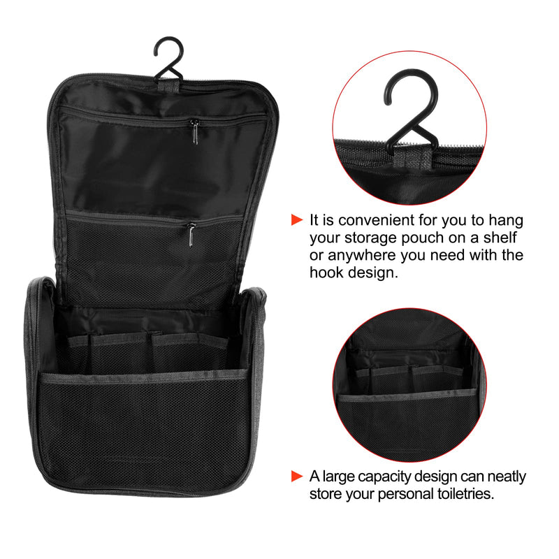 [Australia] - PATIKIL Hanging Toiletry Bag, 1 Pack Polyester Foldable Makeup Organizer Cosmetic Pouch with Hook Zipper Handle for Travel Home Storage, Black 
