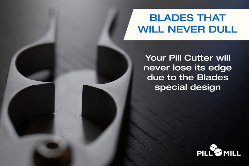 [Australia] - Pill Cutter Splitter by Pill Mill - Metal Blades That Will Never Dull - Grip Handle Helps to Cut Small or Large Pills with Ease - Light and Durable Tablet Divider - Perfect Medicine Slicer for Travel 