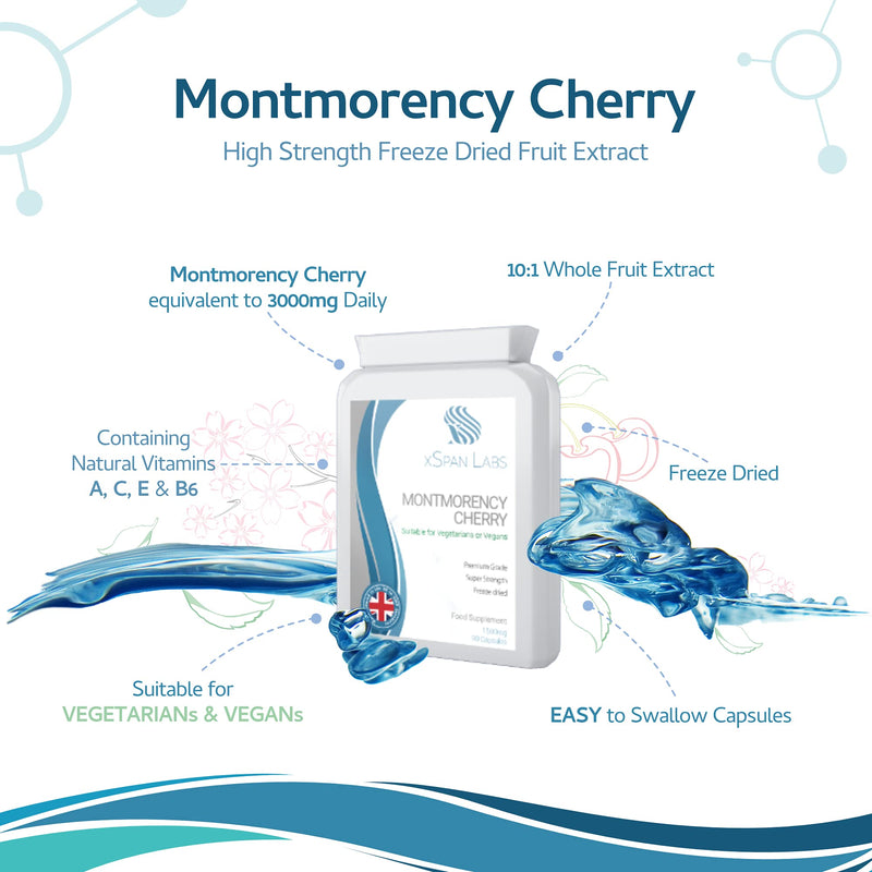 [Australia] - Montmorency Cherry - 90 Capsules - 1500mg per Capsule of High Strength Freeze Dried 10:1 Cherry Extract Supplement with Natural Vitamin A, C, B6 and E for Immune System Support 