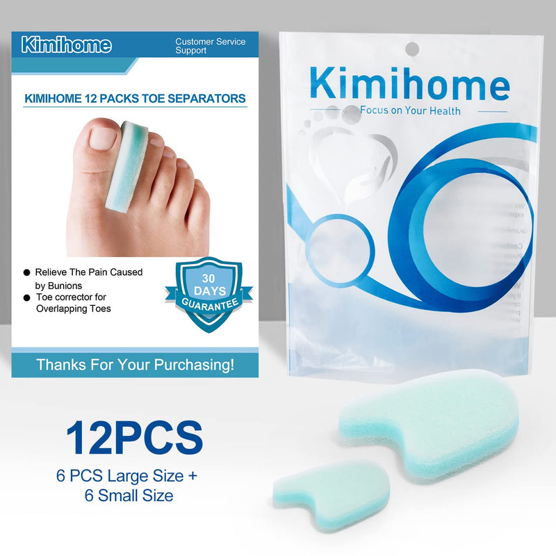 [Australia] - Kimihome 12 Packs Foam Toe Separator，Toe Gasket-Redress Overlapping Toes, Prevent Friction and Release Pressure, Relieve The Pain Caused by Bunions. Blue 