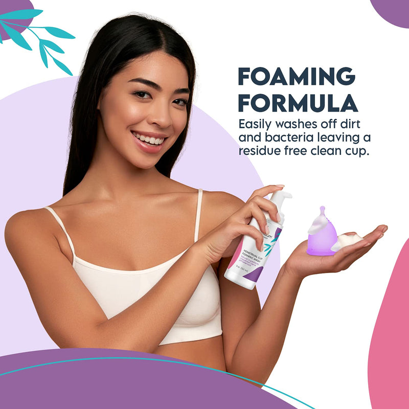 [Australia] - Ecoblossom Menstrual Cup Cleaner - Unscented Foaming Sterilizer Wash for Silicone Period discs - Wipes Clean, Organic Ingredients, Natural, pH-Balanced - 5oz 