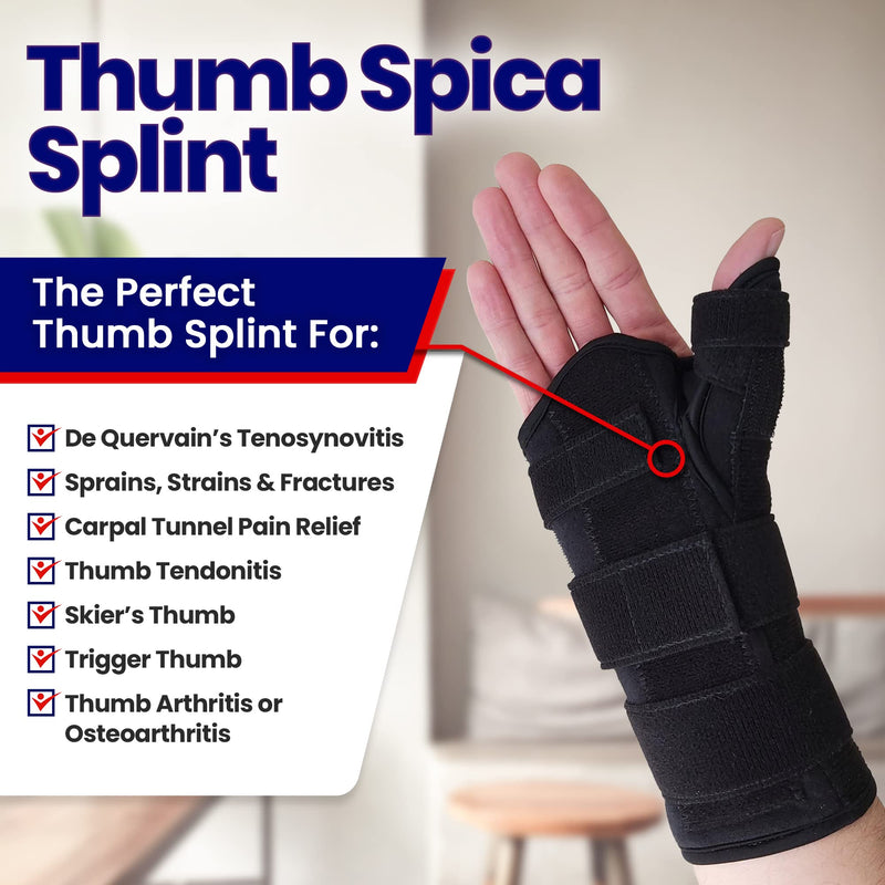 [Australia] - Thumb Spica Splint & Wrist Brace – Both a Wrist Splint and Thumb Splint to Support Sprains, Tendinosis, De Quervain's Tenosynovitis, Fractures or Trigger Thumb Hand Brace for Carpal Tunnel (Left S/M) Left Small/Medium (Pack of 1) 