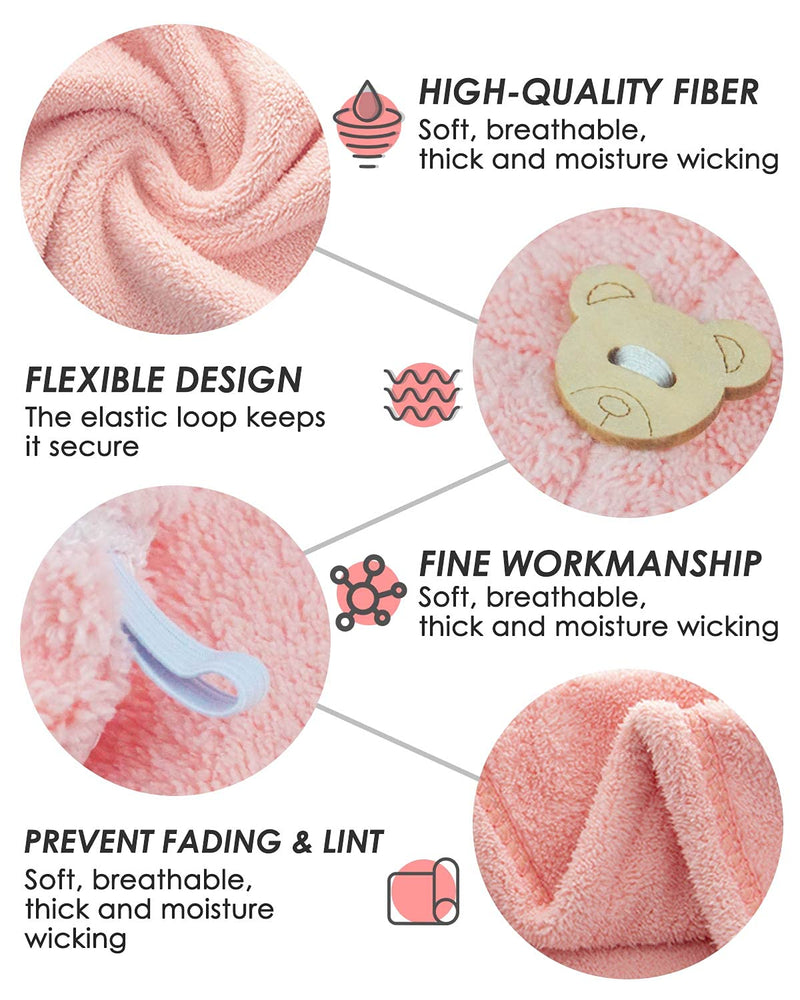[Australia] - Microfibre Hair Towel, 3 Pack Super Absorbent Hair Towel Wrap with Button Design. Extremely Soft Hair Wrap Towel, Traveling, Beach Excursions, Sports, Grey/ Pink/ Purple Microfibre Towel Grey & Pink & Purple 