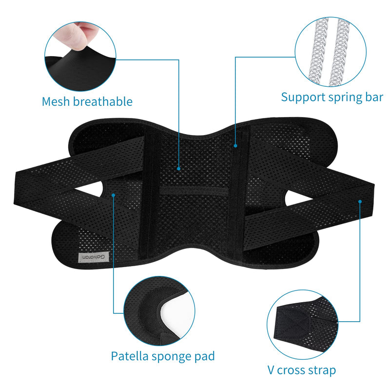 [Australia] - Galvaran Knee Brace with Side Stabilizers for Meniscal Tear Knee Pain ACL MCL Arthritis Injuries Recovery, Breathable Adjustable Knee Support for Men and Women Large Black 