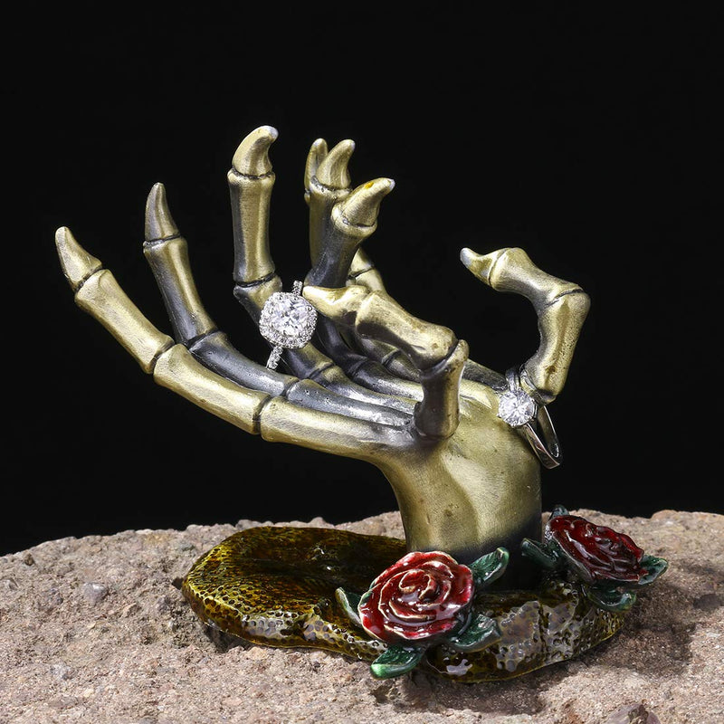 [Australia] - Gothic Valentine Rose Skeleton Hand Jewelry Holder Rings Necklaces and Jewellery Accessories Hand Form Display Holders 