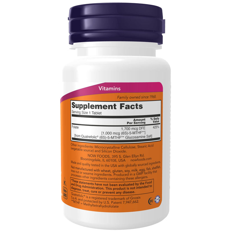 [Australia] - NOW Supplements, Methyl Folate 1,000 mcg, Metabolically Active Folate*, Co-Enzyme B Vitamin, 90 Tablets 