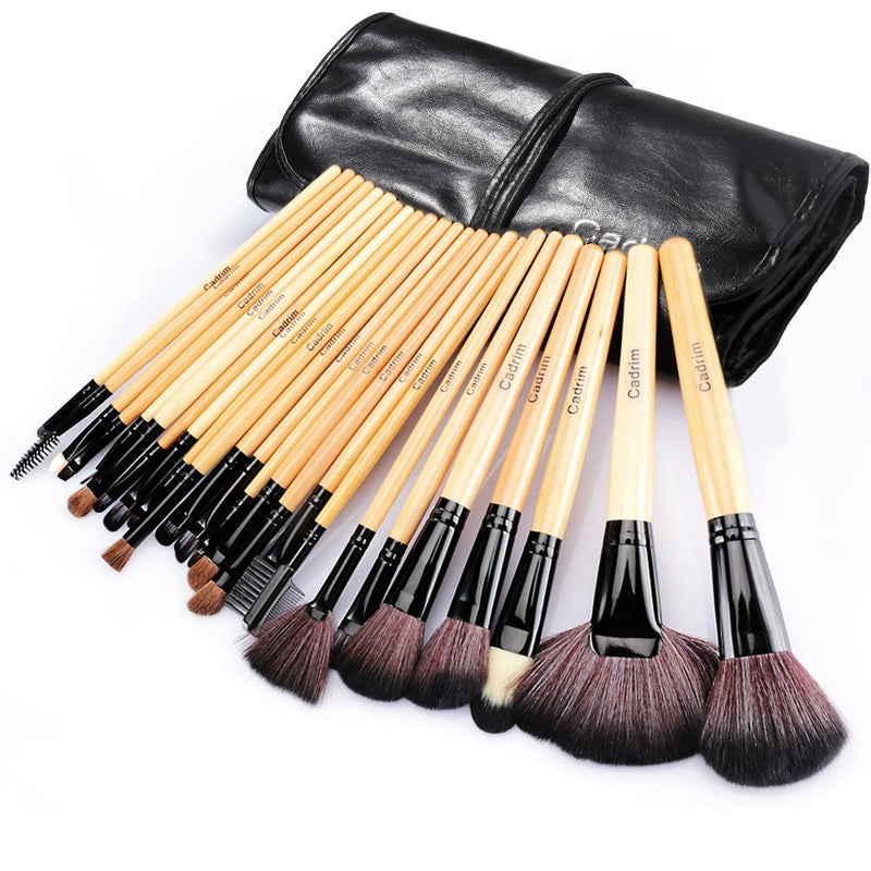 [Australia] - Make up Brushes,Cadrim 24 pcs Natural Hair Professional Makeup Brush Set Travel Makeup Brush Kit with Case (burlywood) yellow 