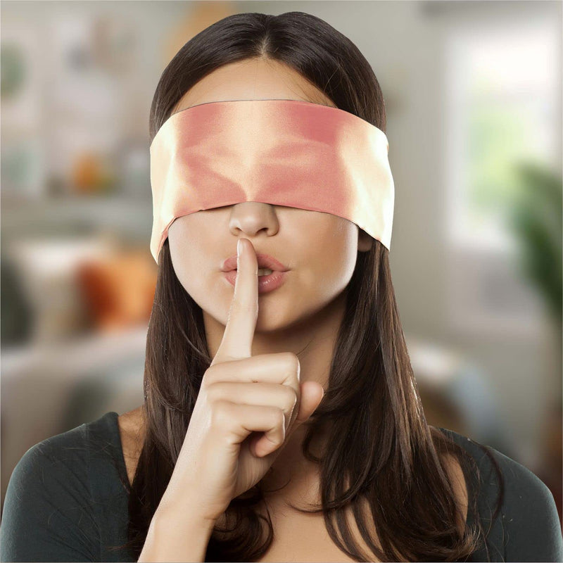 [Australia] - 2 pcs Silk Satin Blindfold Eye Cover Silk Sleeping mask Valentine Gift 155cm / 62” (Black+Pink) Black+pink 
