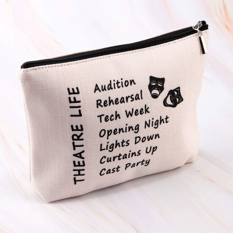 [Australia] - PXTIDY Theatre Life Makeup Bag Drama Theater Gifts Comedy Tragedy Mask Theatre Drama Makeup Bag Drama Actor Actress Gifts Cosmetic Pouch Broadway Musical Drama Teacher Graduates Gift (Beige) Beige 