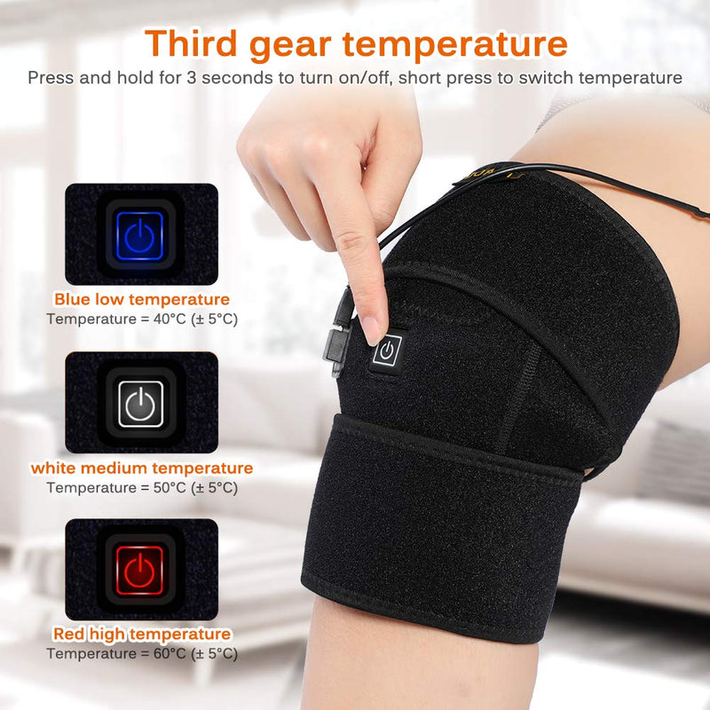 [Australia] - Heating Knee Pad, 220V Heated Knee Brace Wrap Therapy Heating Knee Wrap Brace with USB Cable for Arthritis Joint Pain Relief Recovery 