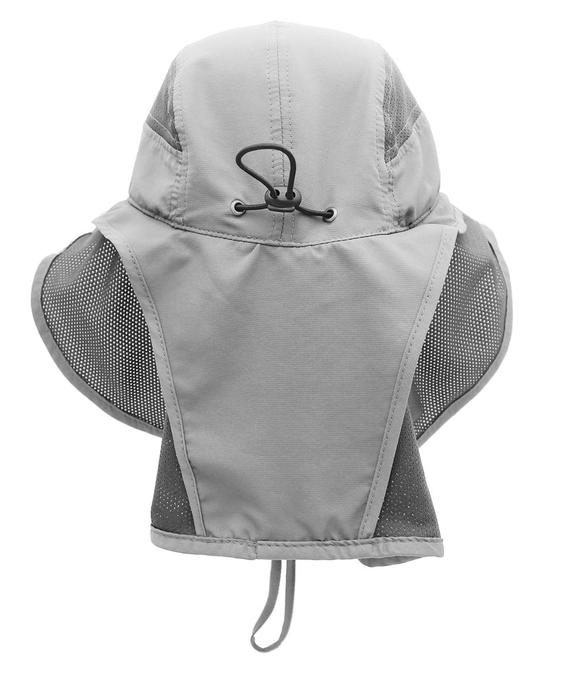 [Australia] - gg st Sun Hat Men & Women UPF 50+ Mesh Summer Protection Outdoor UV Cap with Neck Flap Breathable Packable Hunting Fishing Beach Hat Gray 