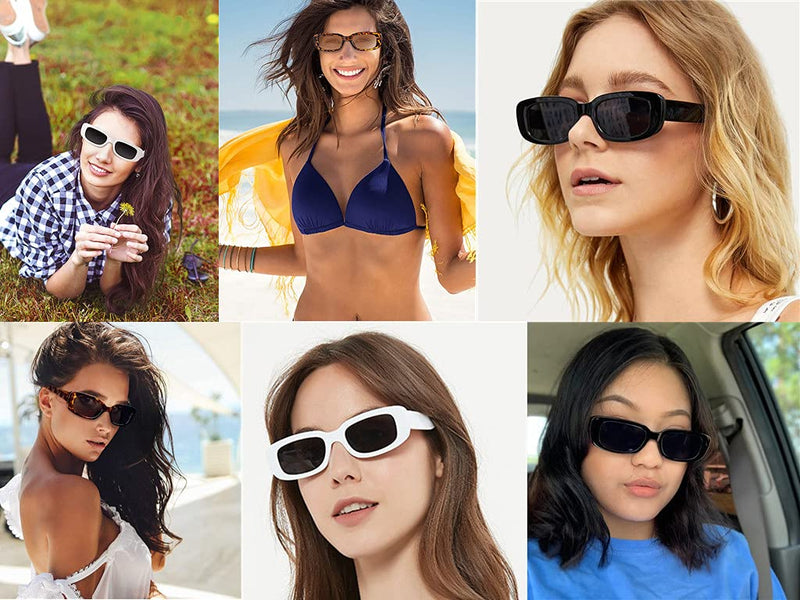 [Australia] - Afrizona Sunglasses UV 400 Protection 90’s Vintage Fashion Retro Driving Glasses Small Square Sunglasses for Men and Women 2 Pack-black 